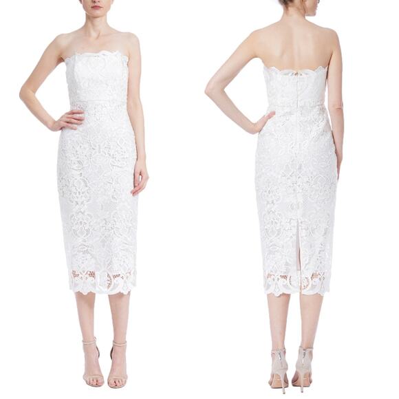 Badgley Mischka Strapless Lace Midi Dress 8 NWT - Picture 10 of 10
